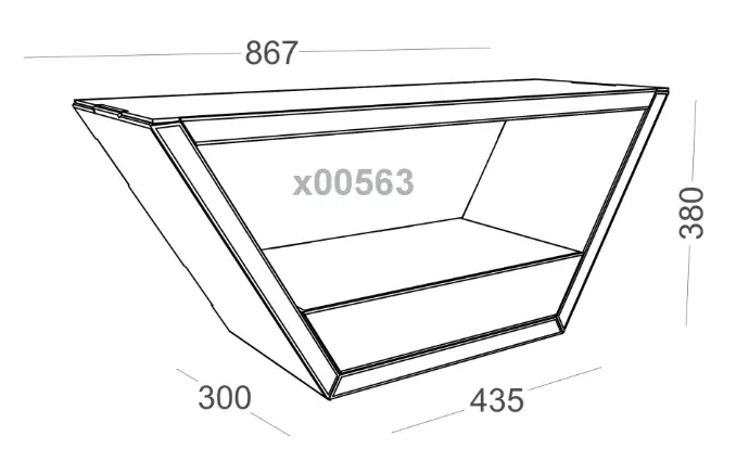 Полиця Пів-Сота верхня, розміри